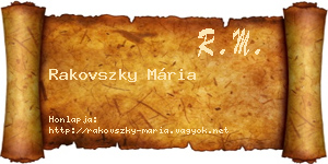 Rakovszky Mária névjegykártya