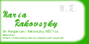 maria rakovszky business card